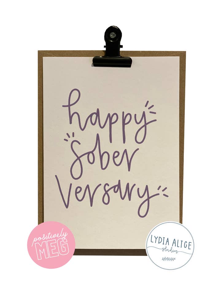Soberversary Grußkarte | Sober Card | Psychische Gesundheit für den Großhandel von Lydia Alice Studios