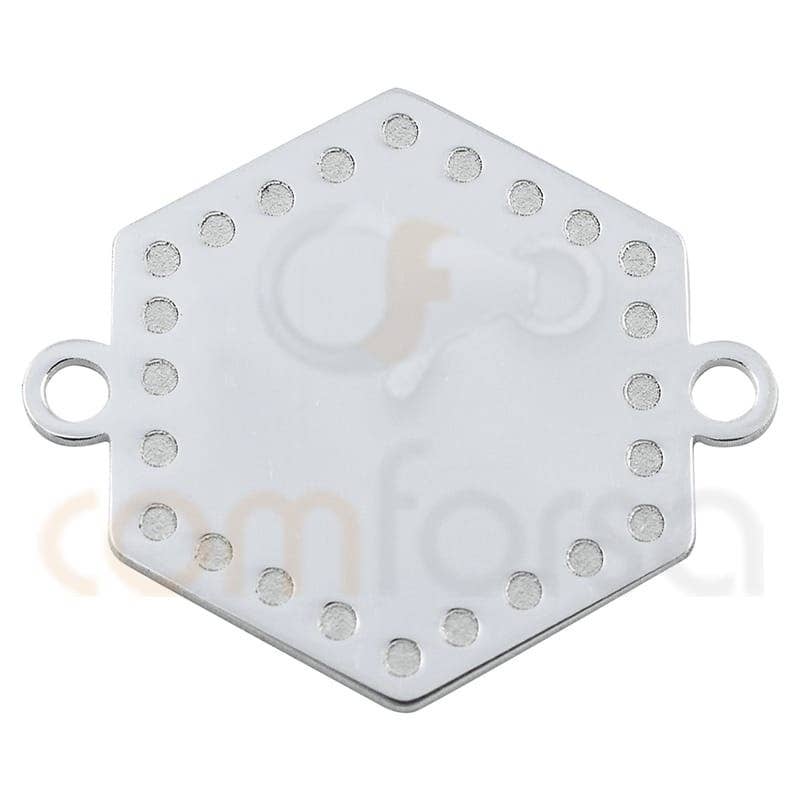 COM FORSA SL - Wholesale Craft Supplies - Sterling Silver 925 Hexagon Connector With Divets 20 Mm1