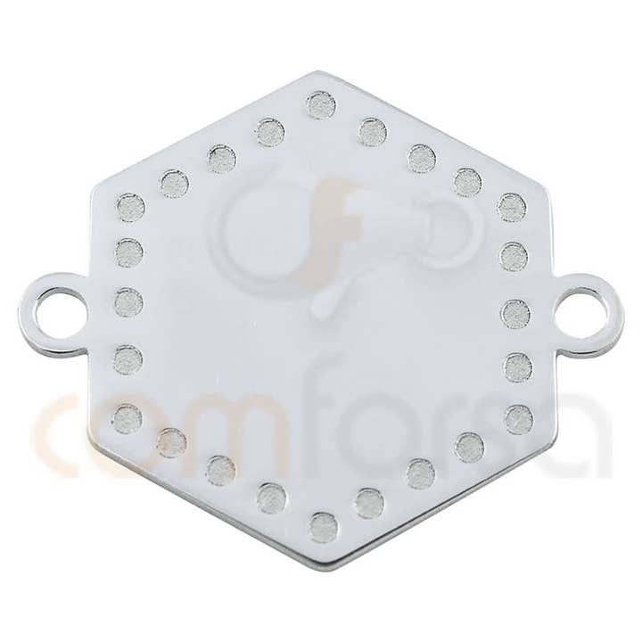 COM FORSA SL - Wholesale Craft Supplies - Sterling Silver 925 Hexagon Connector With Divets 20 Mm1