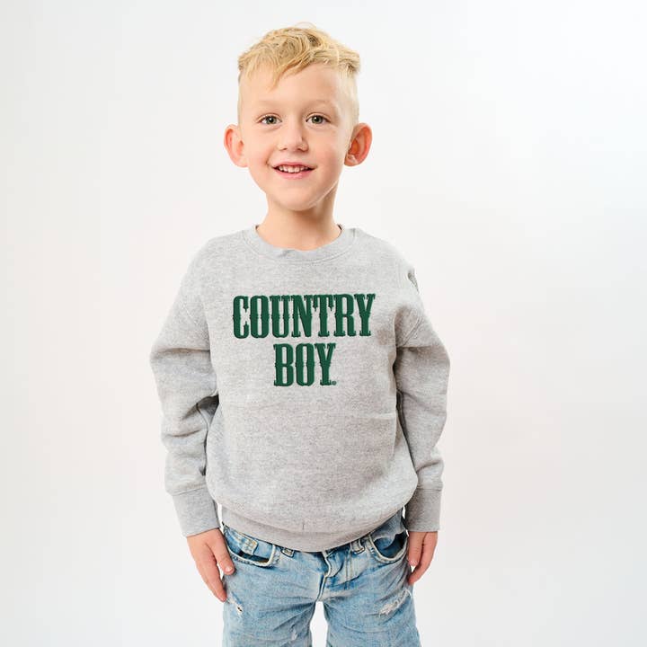 Country Boy Puff Print - Kleinkind-Grafik-Sweatshirt und Jugend-Grafik-Sweatshirt für den Großhandel von The Juniper Shop Wholesale