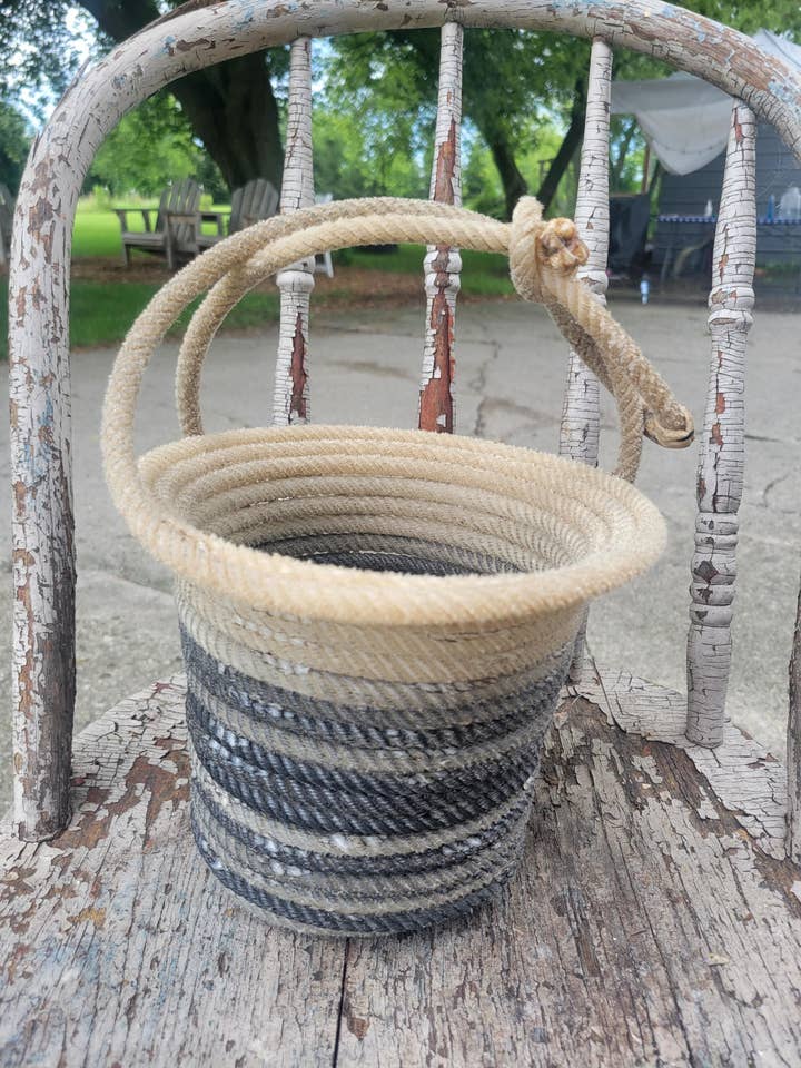 Handmade vintage lariat basket #3 for wholesale by The Broody Hen