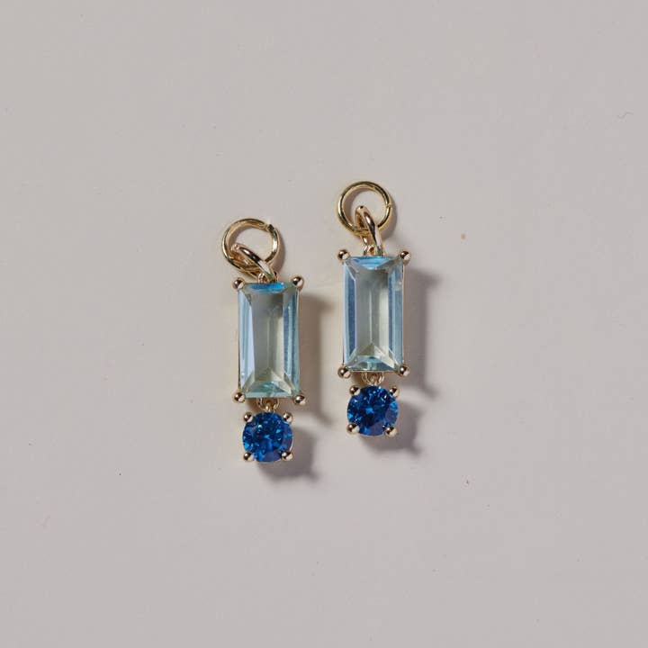 Blue Crystal Baguette Charms for wholesale by Nickel and Suede