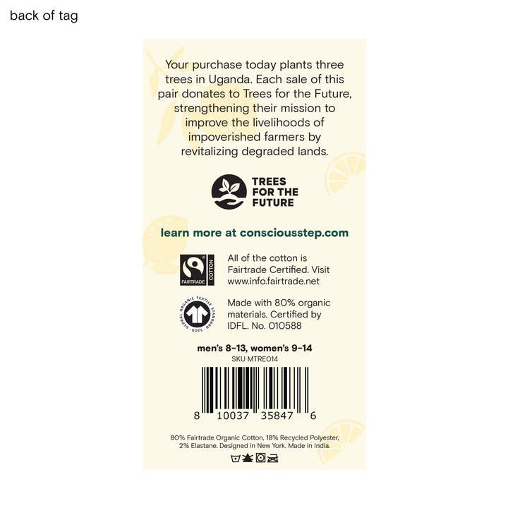 Conscious Step - Wholesale Socks - Unisex - Ankle Socks that Plant Trees (Beige Lemons)7