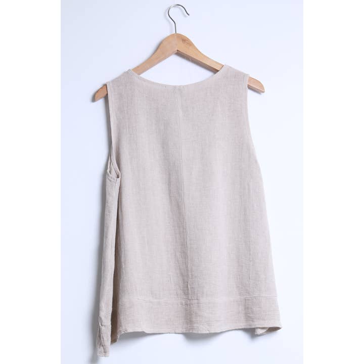 Shyloh - Wholesale Blouse - Women's - Sleeveless top in large cotton linen 1581811