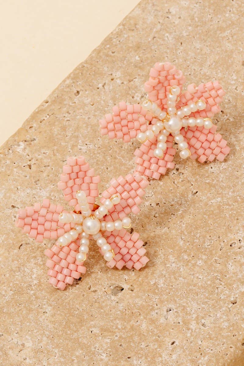 Anarchy Street - Wholesale Stud/Post Earrings - Seed And Mini Pearl Beaded Flower Stud Earrings3