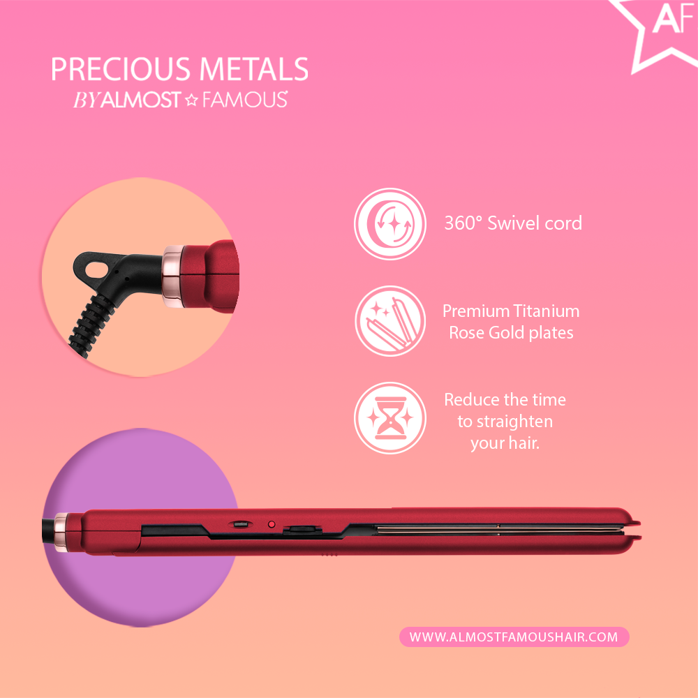 Almost Famous - Wholesale Straightener/Flat Iron - MaxLength 1" Flat Iron with Rose Gold Titanium Plates8