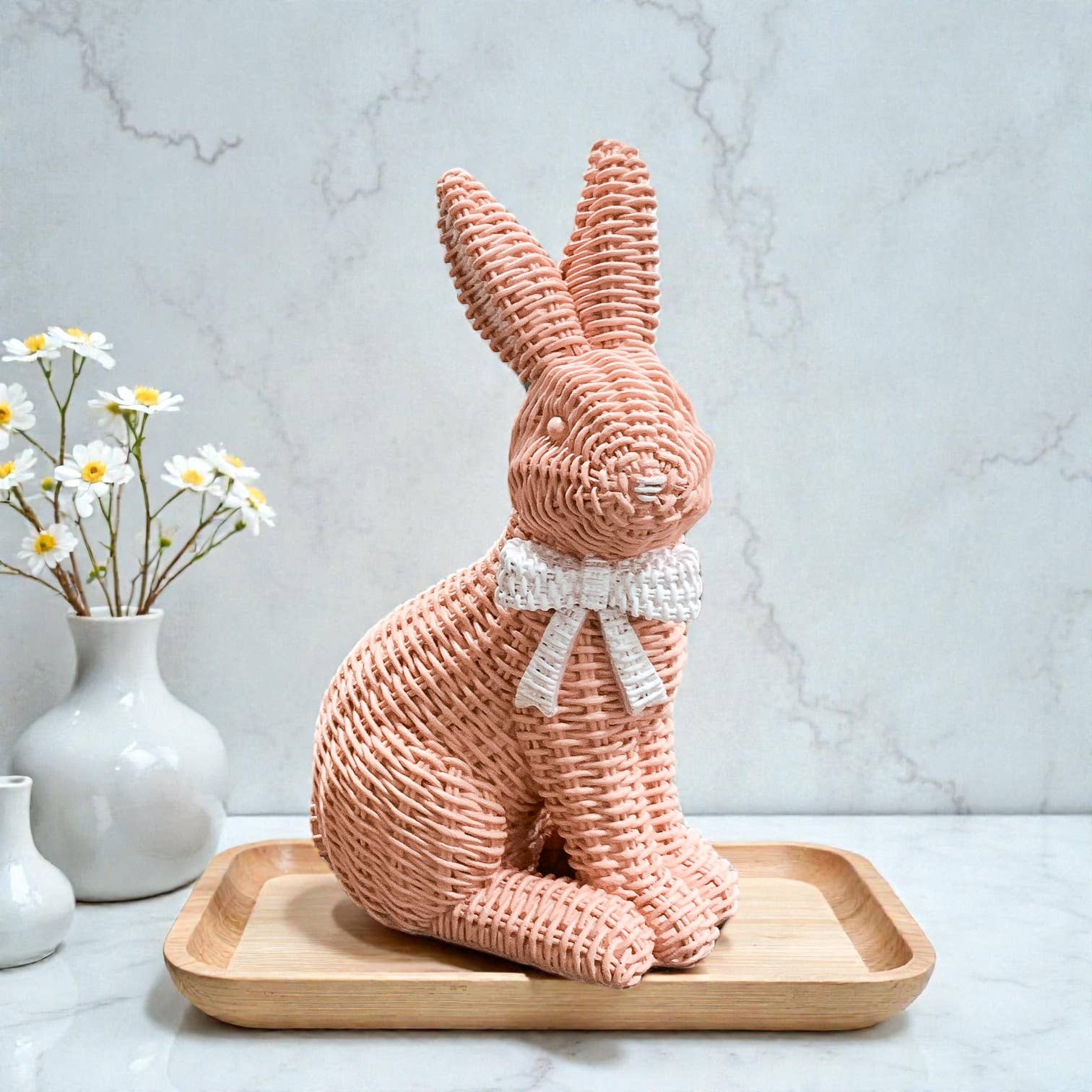 Gia Roma - Wholesale Sculpture - Easter Farmhouse Home Decor, Resin Bunny Figurine Rattan 5