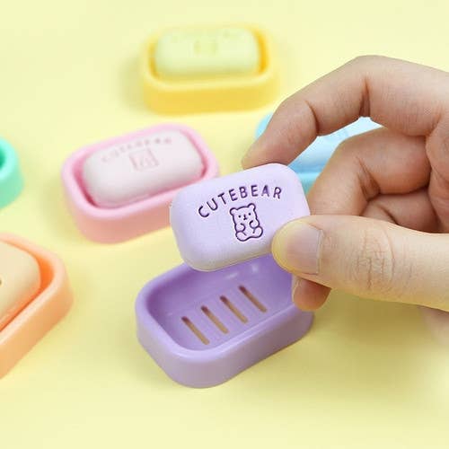 K-Wonderland – wholesale Eraser – CUTE BEAR Soap Eraser - School writing  Desk Essencials2