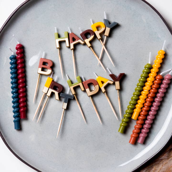 Multi Colors Candle set 'Happy Birthday' Comfy Cozy - 2 cm for wholesale on Faire2