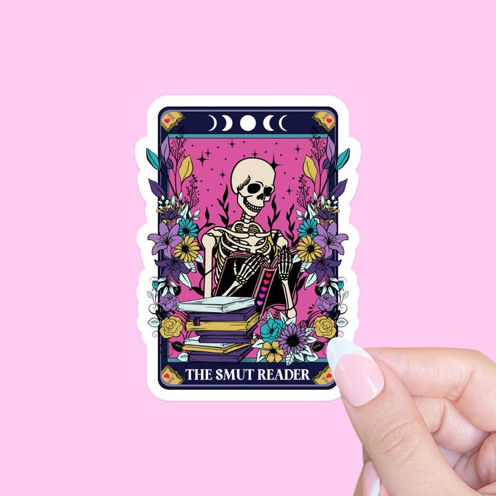 Tarot card "the smut reader" sticker, Bookish sticker for wholesale by Radical Buttons