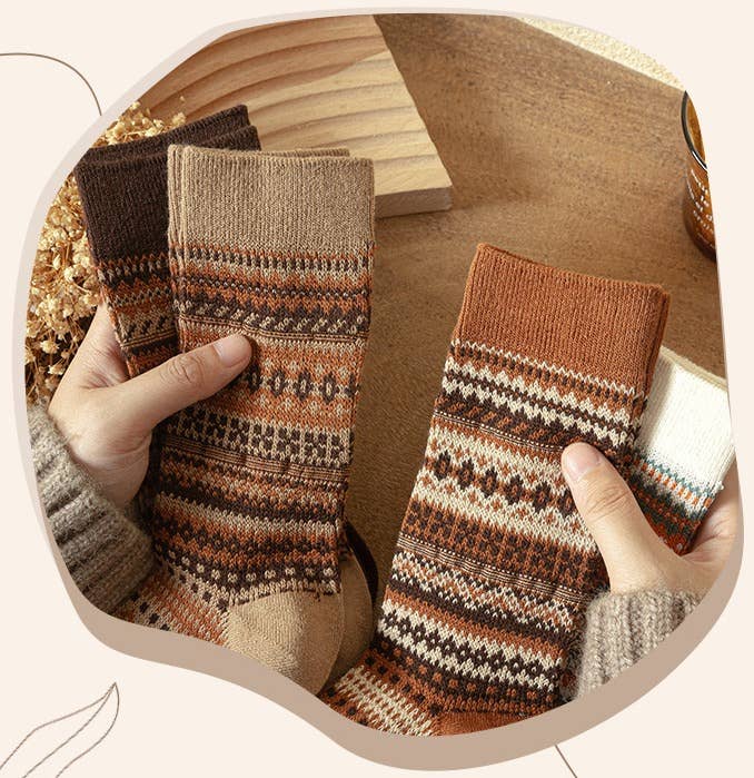 Sweetkama - Wholesale Socks - Women's - Ladies Vintage Bohemia Totem Knit Socks SKASC41772