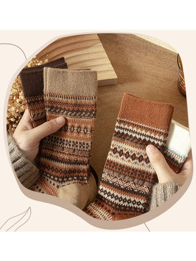Sweetkama - Wholesale Socks – Women's - Ladies Vintage Bohemia Totem Knit Socks SKASC41772