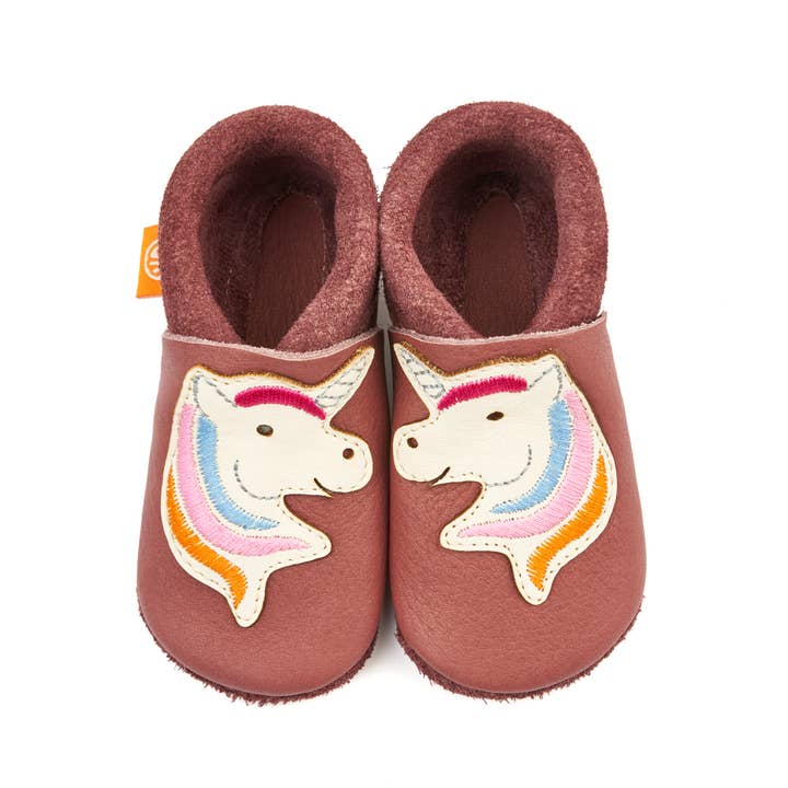 viola Pantofole per bambini Stella l'Unicorno in pelle Orangenkinder® in vendita all'ingrosso su Faire2