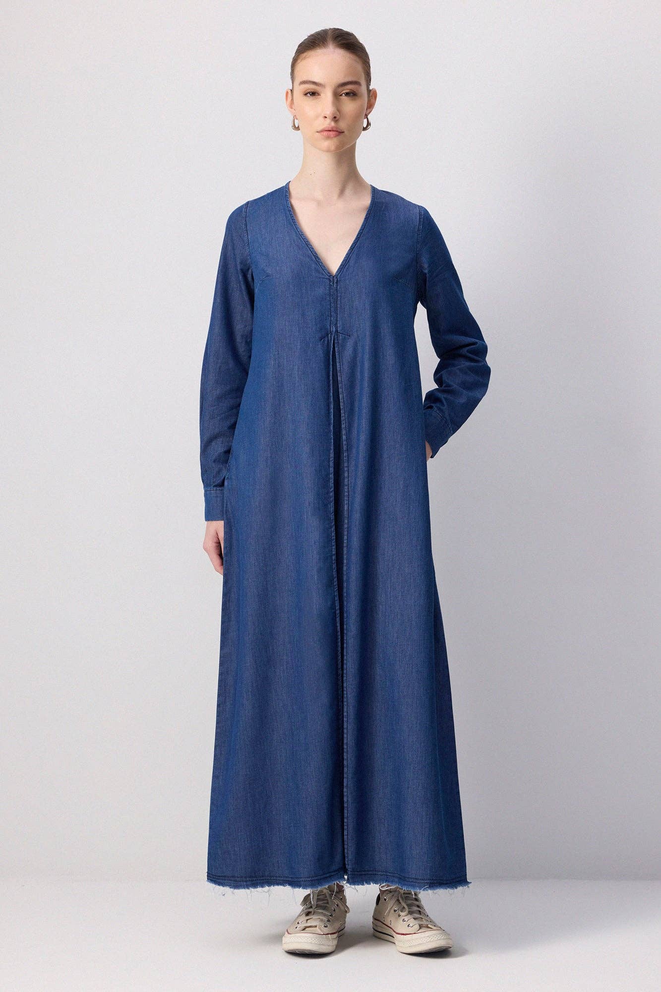 DENIM EFFECTED DRESS for wholesale on Faire0