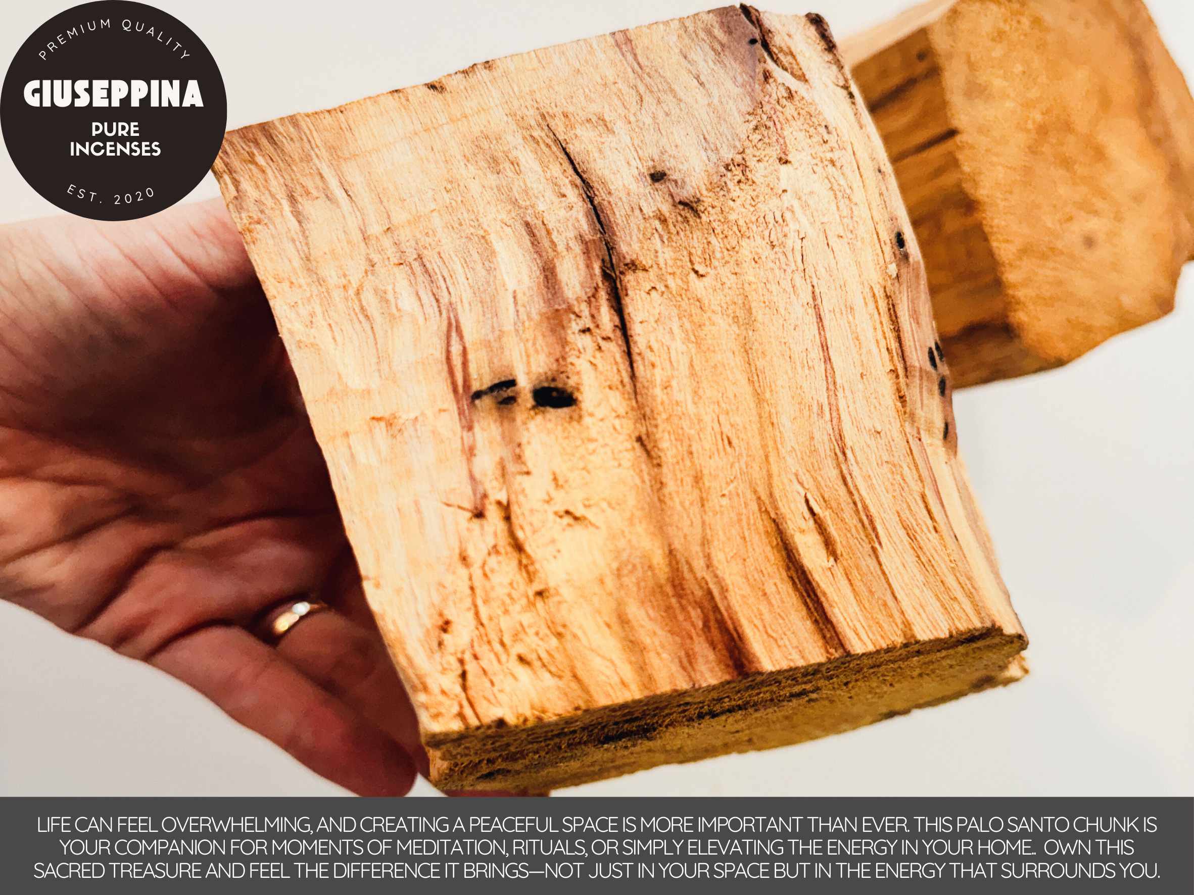 Giuseppina Shop – Engroshandel Røgelse – Stor Palo Santo Træklods - UNIK Peruvian Palo Santo Stykke4