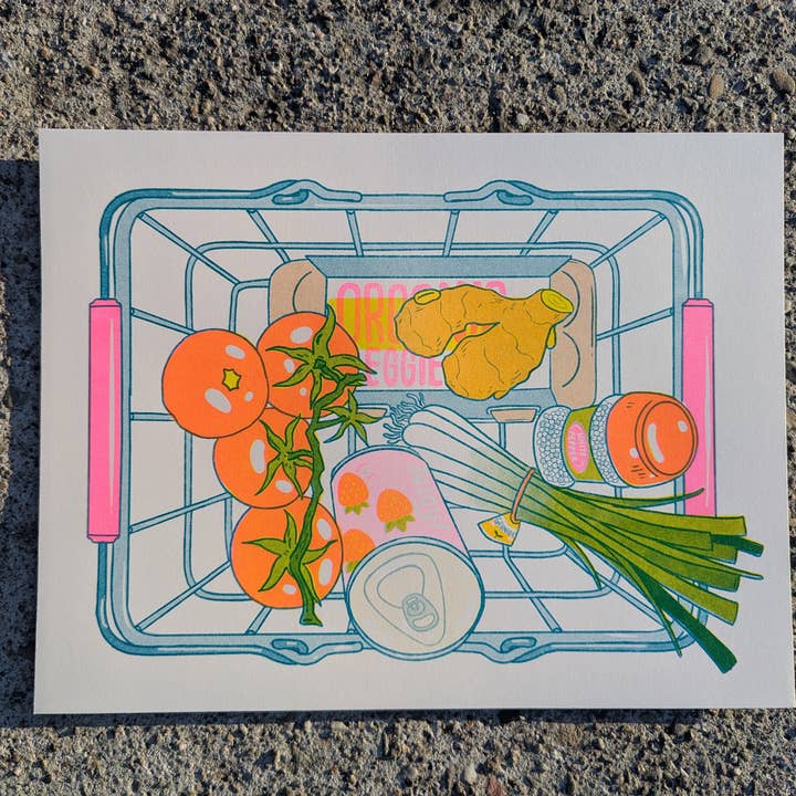 Christina Hu - Wholesale Art Print - Tomato Egg | 8.5"x11" Risograph Print