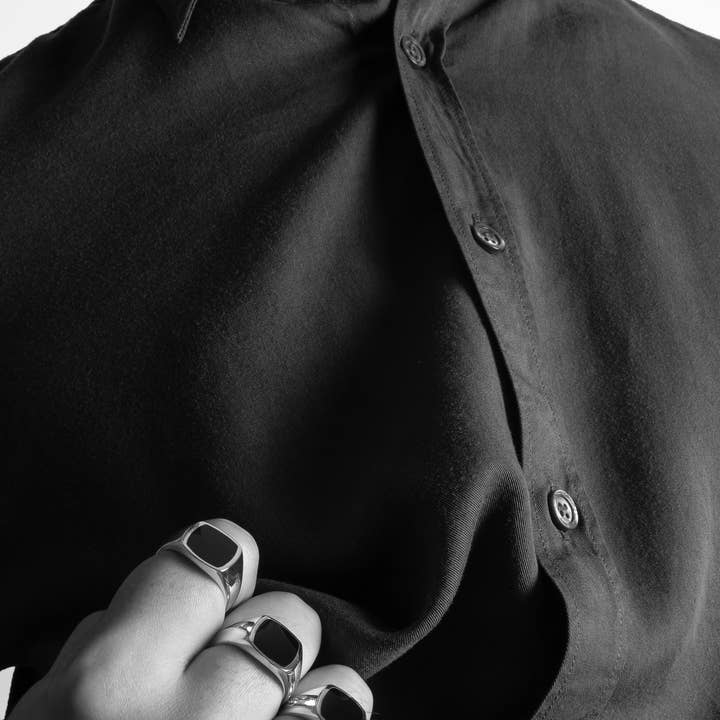 Crés-cere Rings - Wholesale Jewelry - Men's - Sydney - 925 Sterling Silver Ring with Black Onyx - Men2