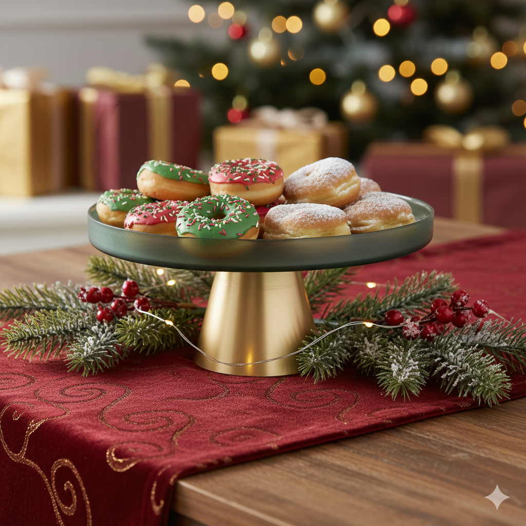 AULICA - Wholesale Serving Tray - Green cake stand with gold base 21x21x8cm3