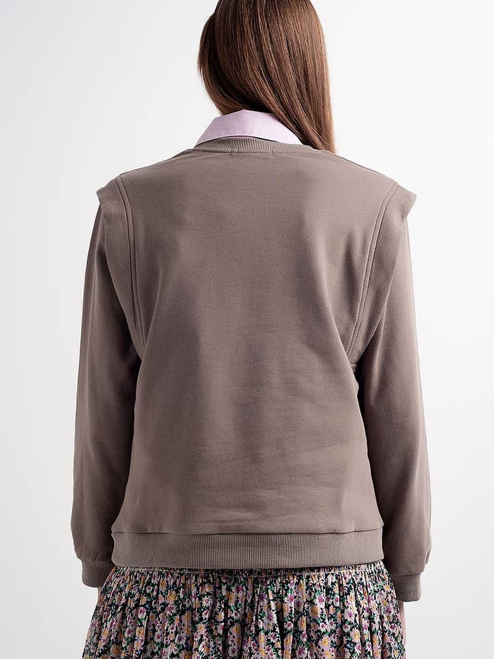 Grå Kæreste sweatshirt med skulder detaljer i grå for engroshandel på Faire1