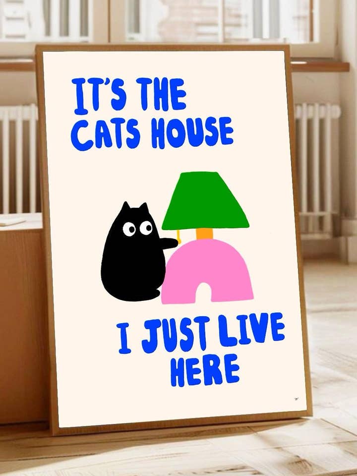Arte Impressa de Casa de Gatos Coloridos – Decoração com Ilustração Felina por atacado de The Paper Tail