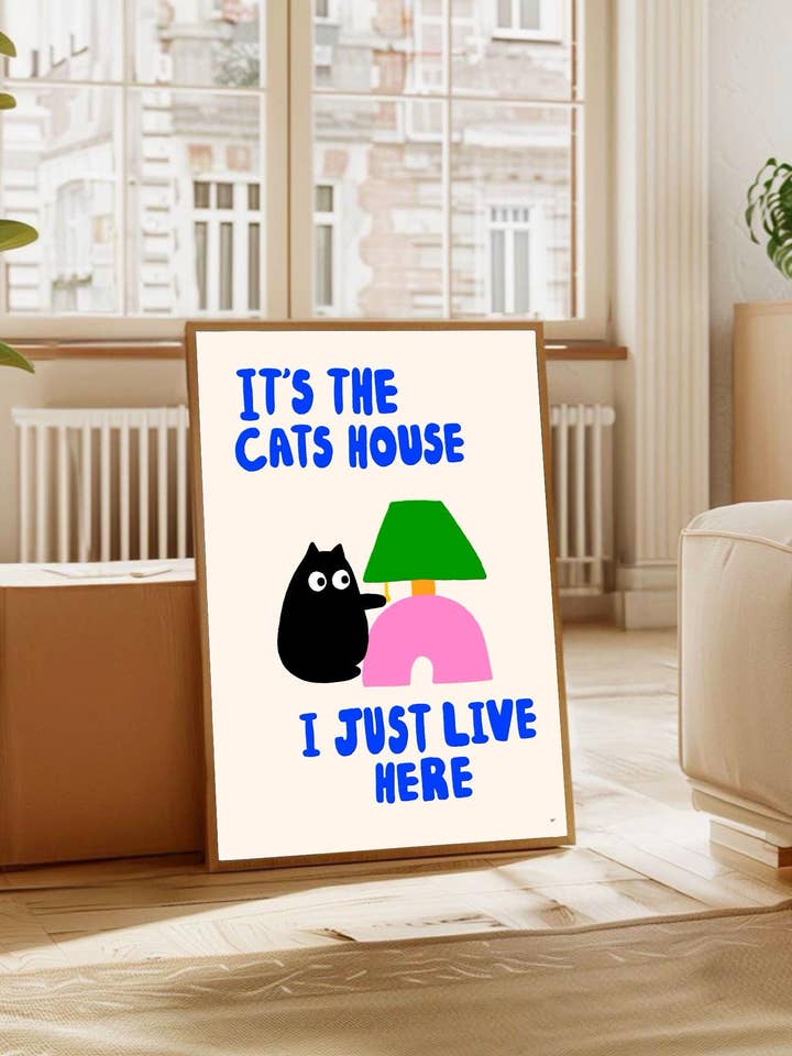 Colourful Cats House Art Print – Feline Illustration Decor for wholesale by The Paper Tail