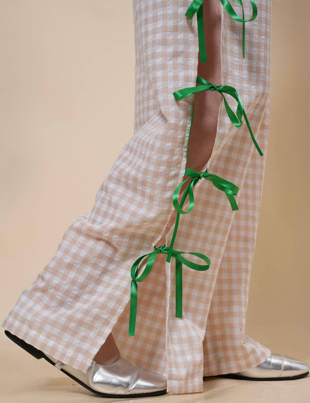 Sweetkama – Großhandel Hose – Damen – Damen Karierte Hose mit Seitenschlitz und Schleife SKP410947