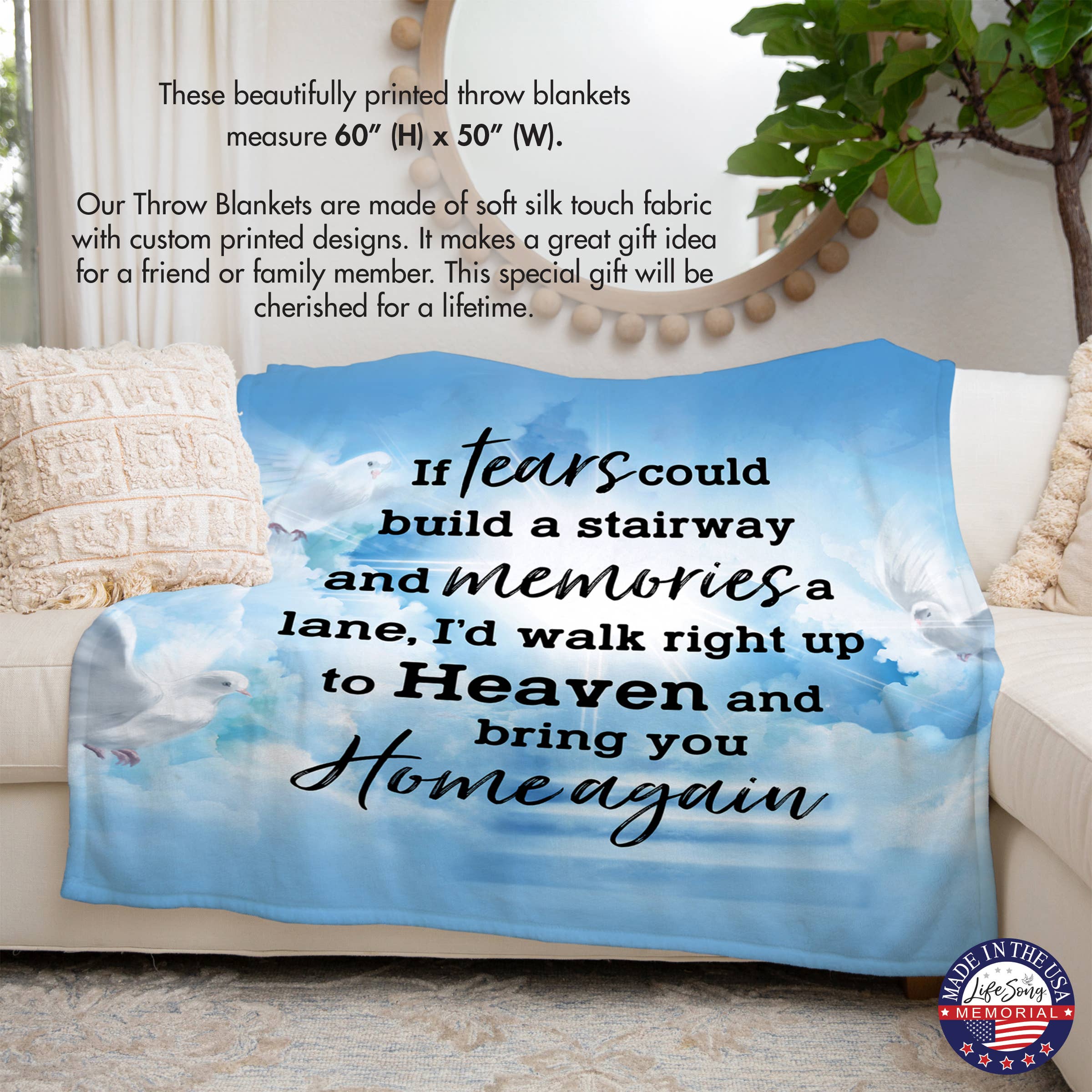 LifeSong Milestones - Wholesale Throw Blanket - Sympathy Dove Memorial Blanket: If Tears Could Build2