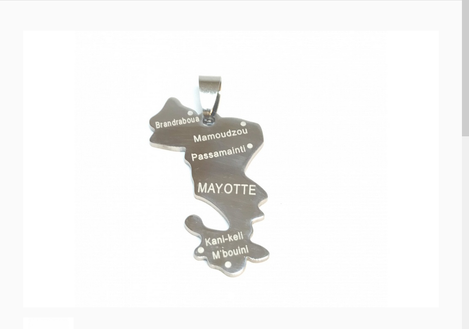 MYLENE ET FELIX - Wholesale Individual Charm/Pendant - Mayotte steel map pendant3