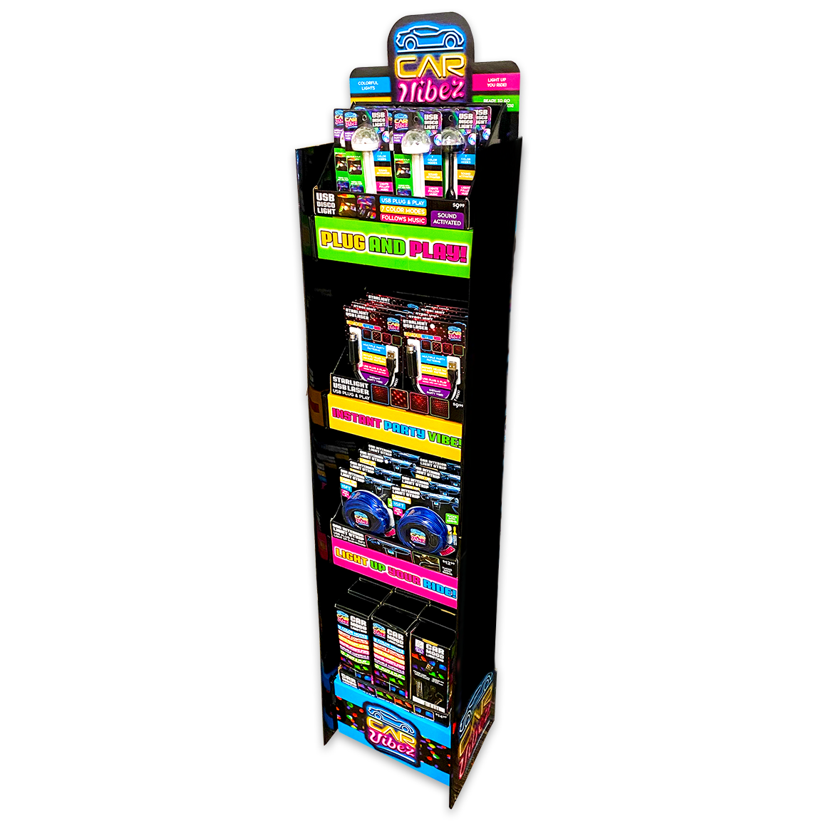 Novelty Brands - Wholesale Retailer Display - Accessories - Car Vibez Lighting & Auto Accessories 40PC Floor Display0