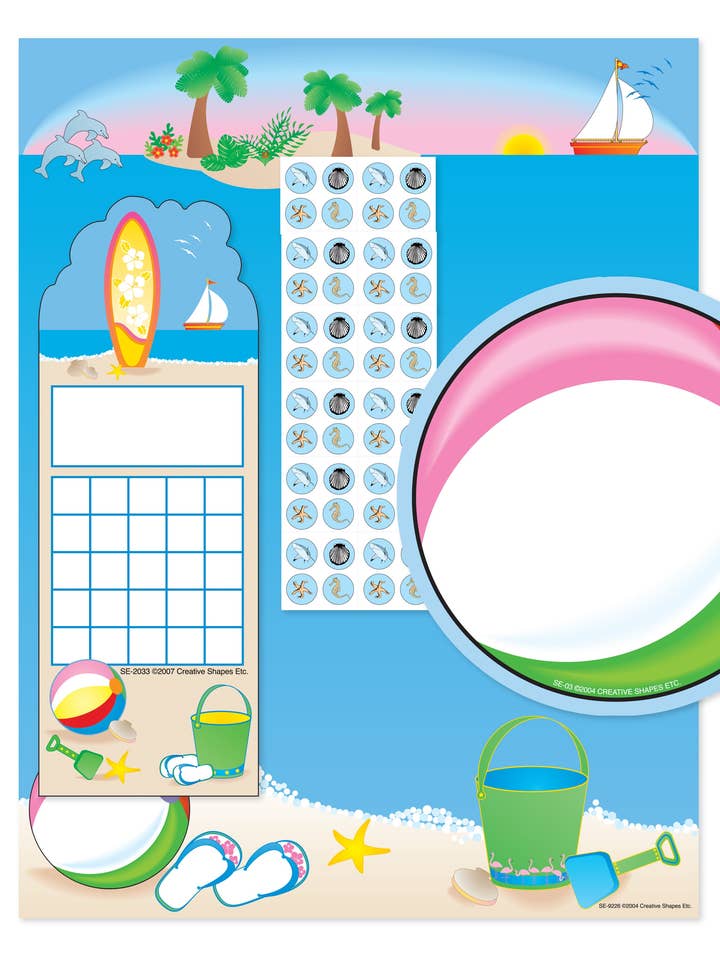 Papirvarer Sæt - Strand for engroshandel hos Creative Shapes Etc.