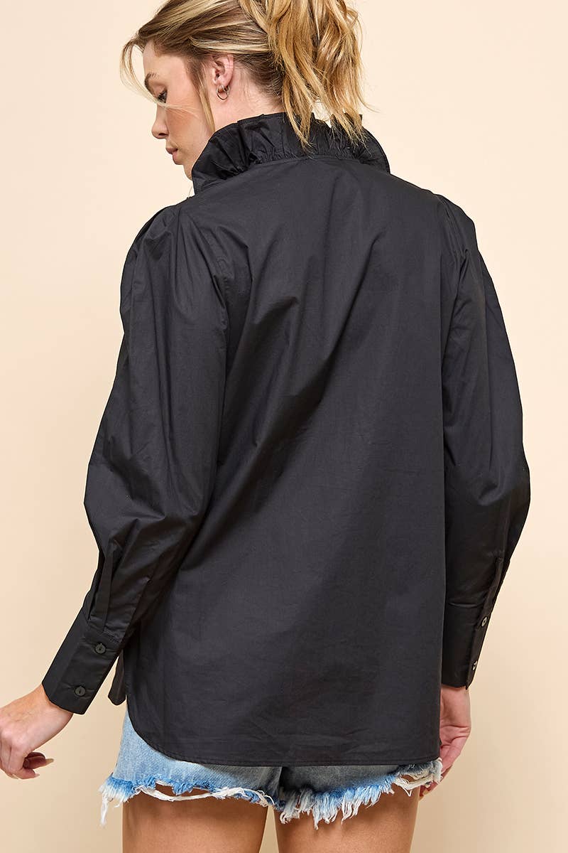 Cezele - Wholesale Overhemd met knopen - Dames - Top met ruches en lange mouwen16