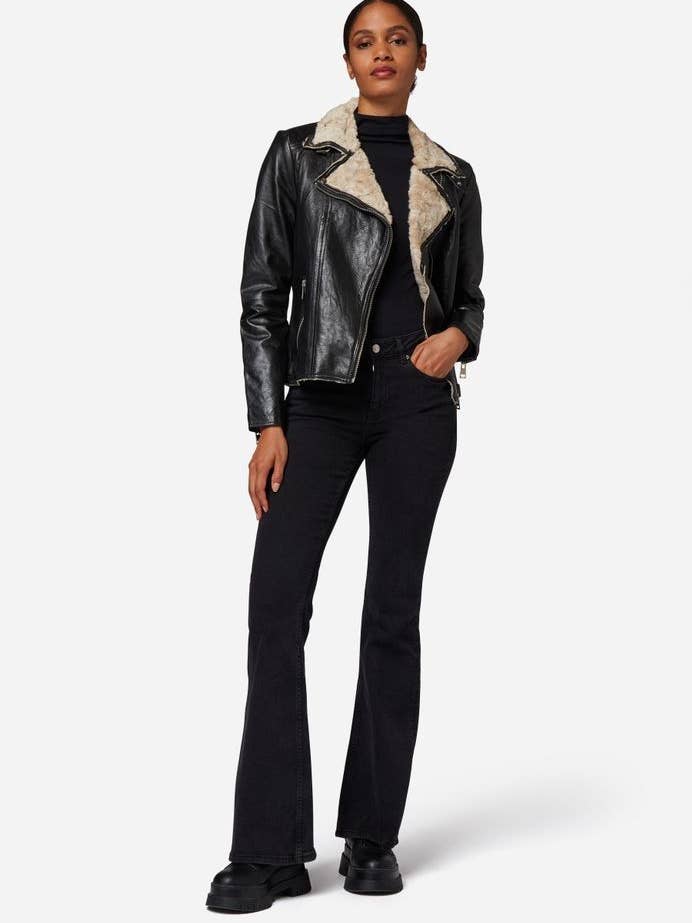 Giacca Donna Chiodo Corto In Pelle Di Agnello – Aris La Pelle - Foto 4