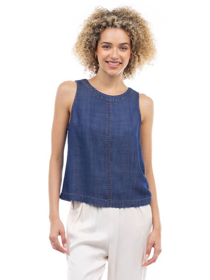 Tank met ronde hals en ritssluiting aan de achterkant voor wholesale door Naked Zebra