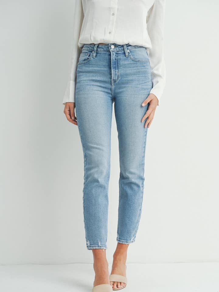 JUST BLACK DENIM - Wholesale Jeans - Women's - BP455J - LT - Hem Detail Comfort Straight
