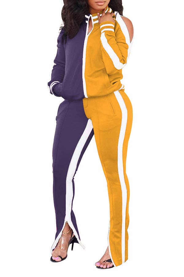 MB Fashion Wholesale - Wholesale Lounge Set - Women's - MB FASHION Two-Piece Track Set with Shoulder Cutouts 812510