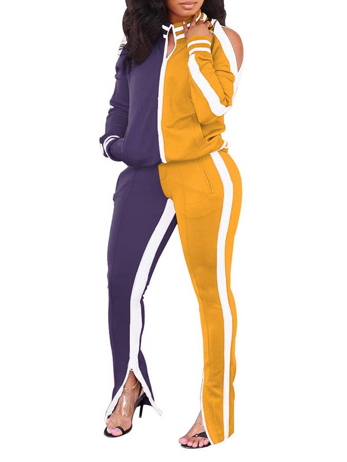 MB Fashion Wholesale - Wholesale Lounge Set - Women's - MB FASHION Two-Piece Track Set with Shoulder Cutouts 812510