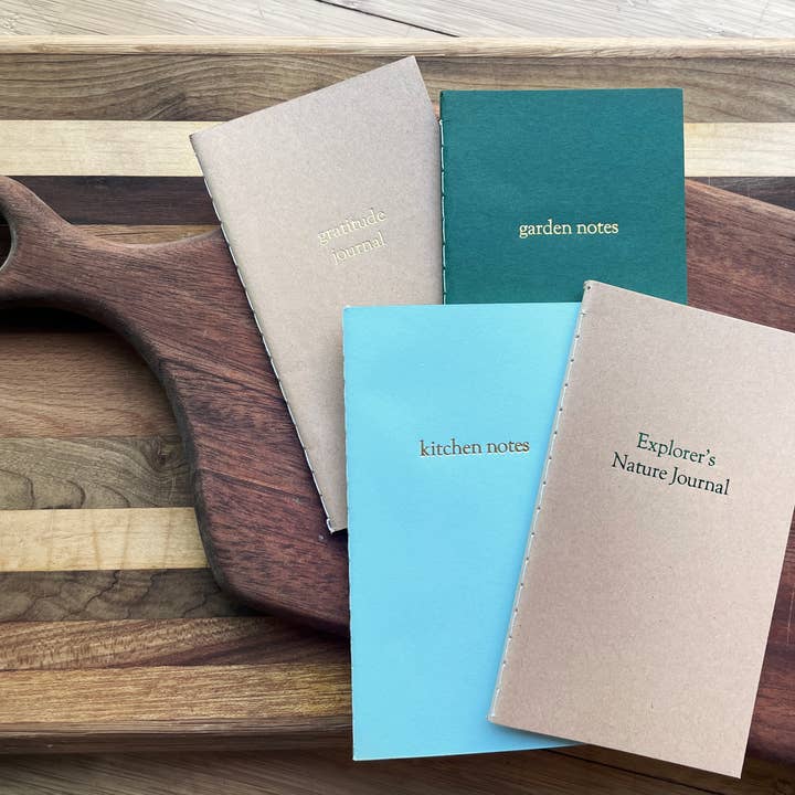 Custom Text Foil Embossed Mini Saddle Stitch Notebook for wholesale by Studio Portmanteau