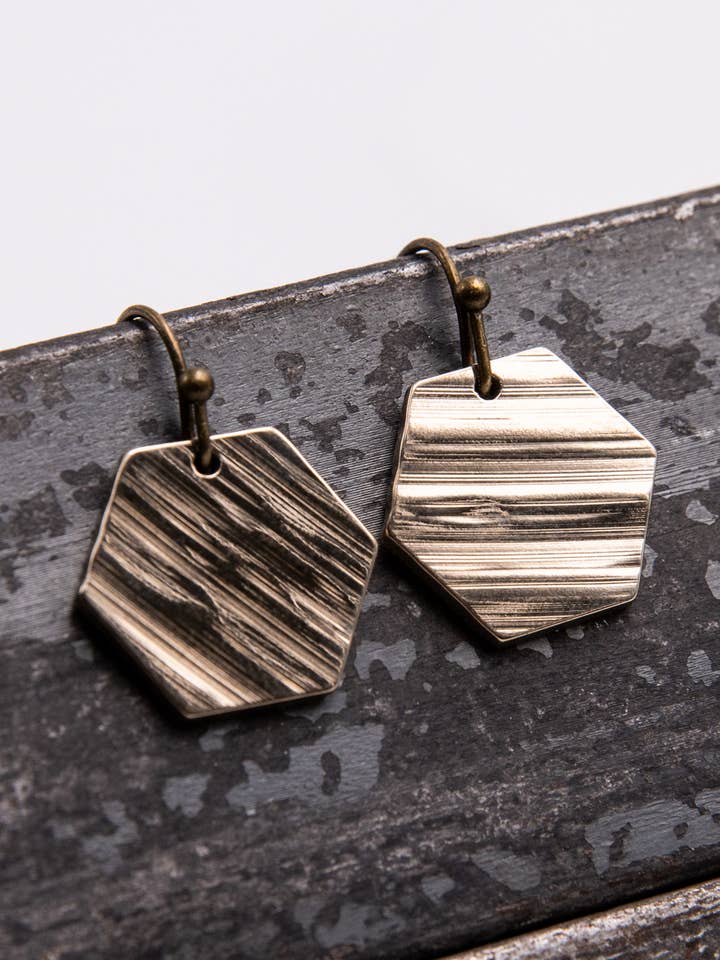 Honeycomb - Reclaimed Cymbal Earrings for wholesale by Full Circle Co.