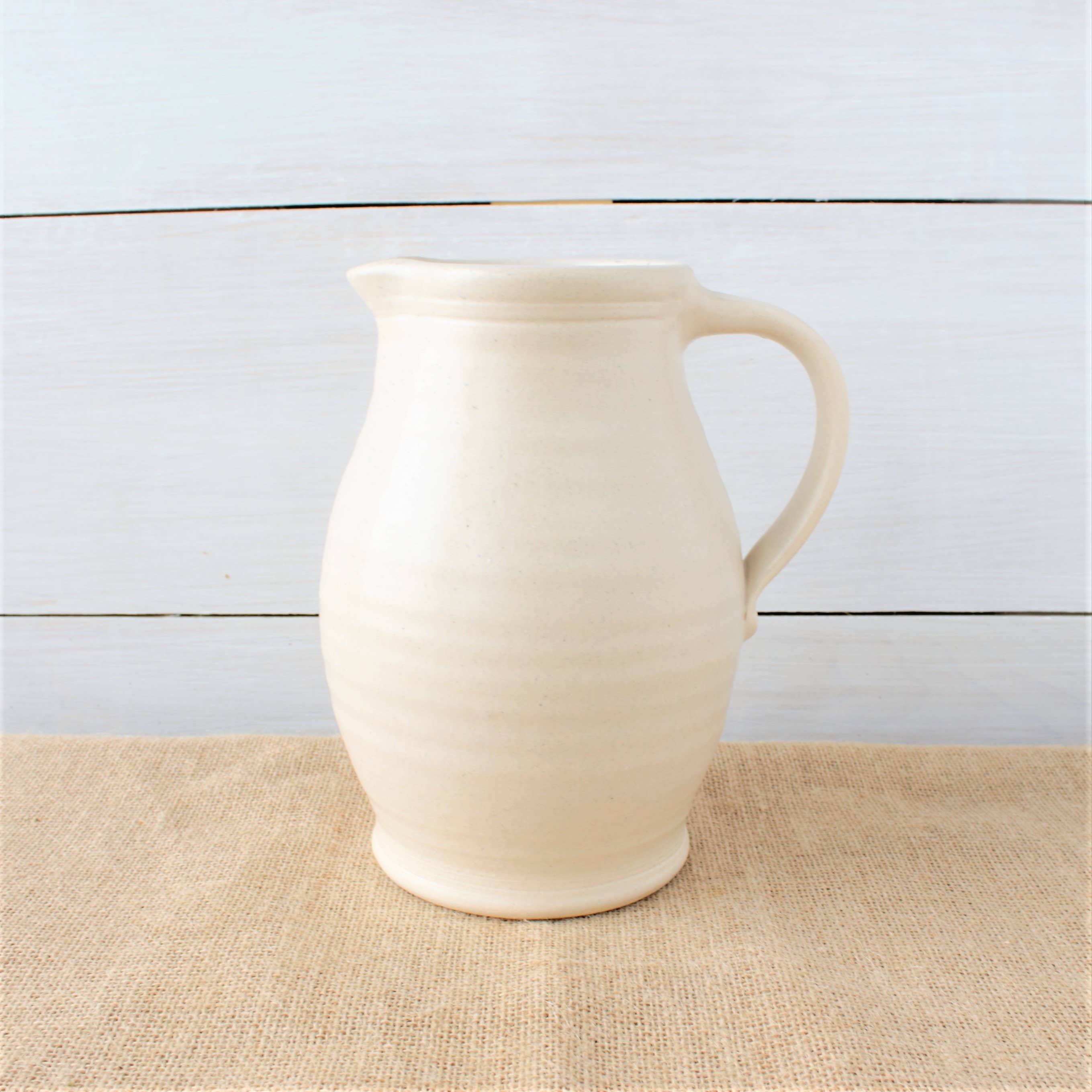 Rowe Pottery - Wholesale Pitcher - Farmhouse Ridges Pitcher - Drift White1
