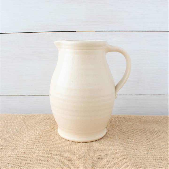 Rowe Pottery - Wholesale Pitcher - Farmhouse Ridges Pitcher - Drift White1