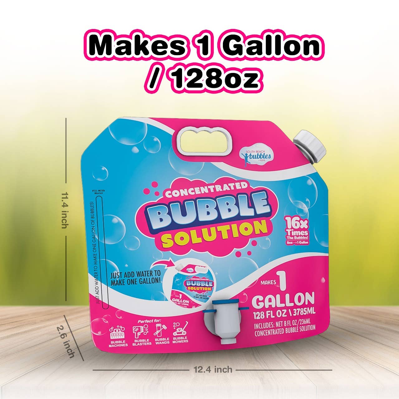 South Beach Bubbles - Wholesale Bubble Wand - Kids - Bubble Solution Refill with Dispenser (Makes 64oz/ 1 Gallon)3