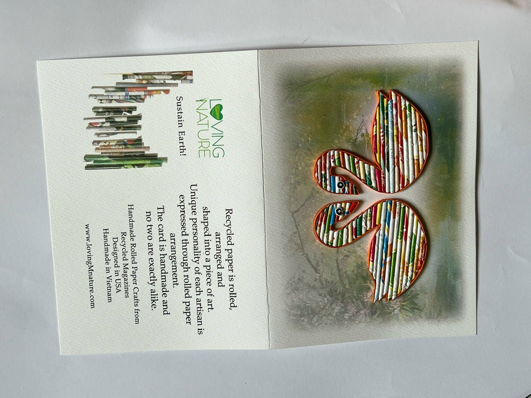 Loving Nature - Vente Carte de vœux classique - Carte cygne en papier roulé faite à la main à partir10