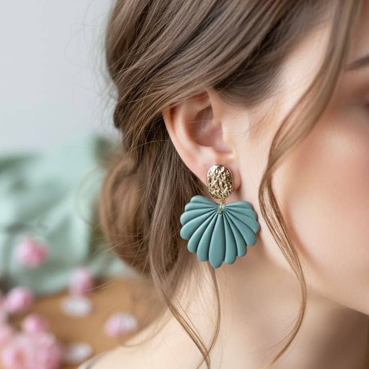 Green Art Deco Earrings - ALICE - Handmade in Italy for wholesale by Duestelle Italia
