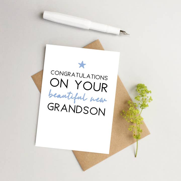 New Baby Grandson Card for wholesale by Word Up Creative