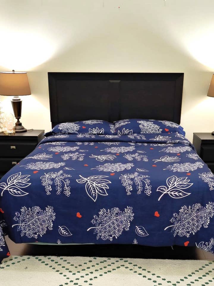 Ensemble de draps de lit queen size 100 % coton, 4 pièces pour la vente par Rich Class Decor