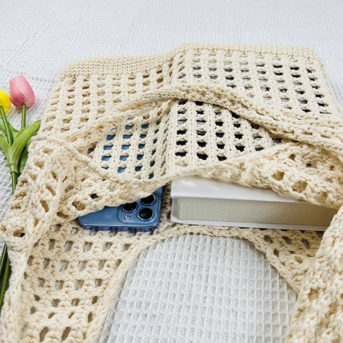 NINEXIS - Wholesale Tote Bag - Women's - CWAB1953_KNITTED HOLLOWED OUT TOTE BAG5