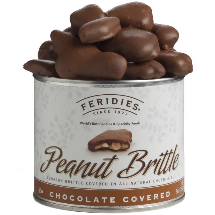 9oz Tin Chocolate Covered Peanut Brittle for wholesale by FERIDIES