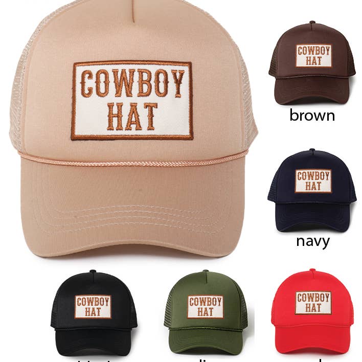 WESTERN COWBOY HAT Patch Trucker Hat for wholesale by David And Young