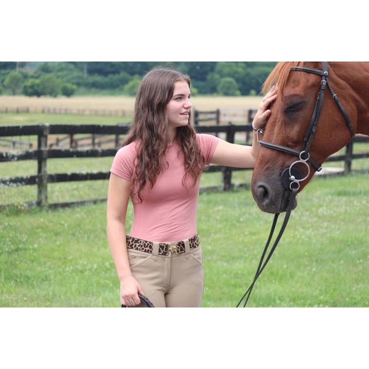 Heads Up Apparel - Wholesale Belt - Women's - 2 inch Brown cheetah Elastic Equestrian Belt 8