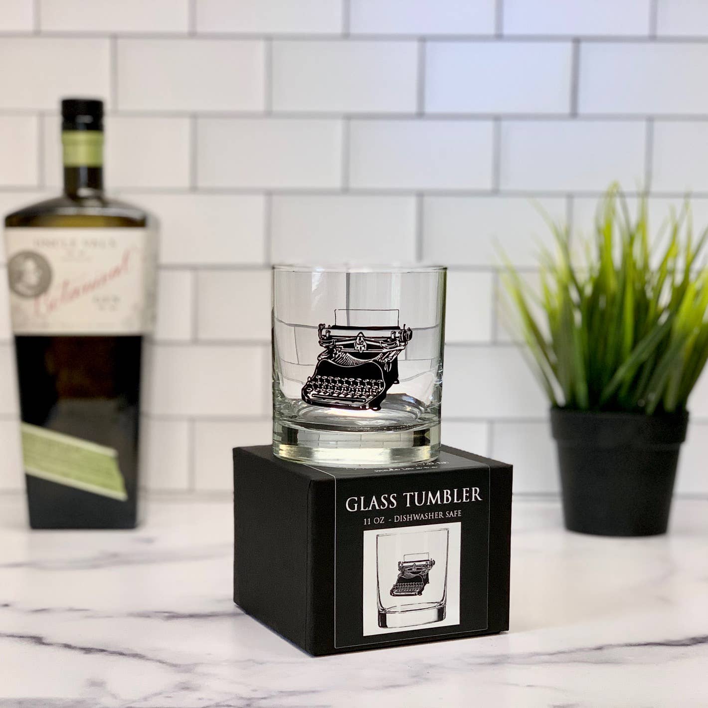 Fly Paper Products – Copo de coquetel/álcool por atacado – Copo de vidro vintage de 11 onças para máquina de escrever1